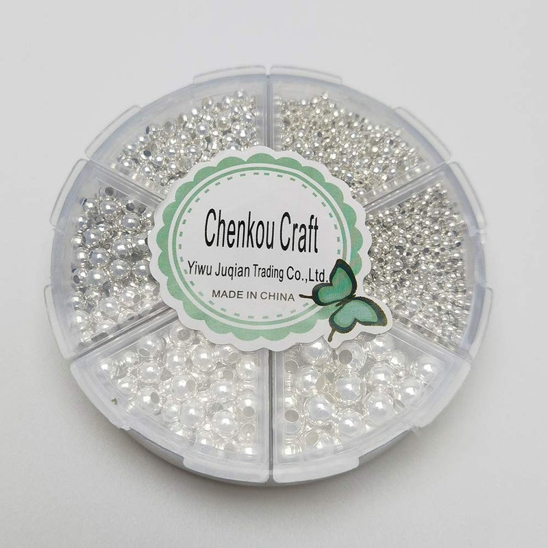 Chenkou Craft 1Box 1950pcs Assorted of 6 Sizes Metal Tinny Spacer Beads Jewelry Making Supplies (Siver, Mix) - Image 4